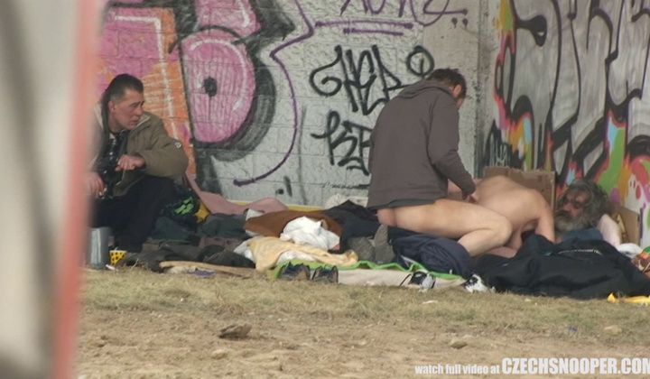 Group Sex - Pure Street Life Homeless Threesome Having Sex On Public